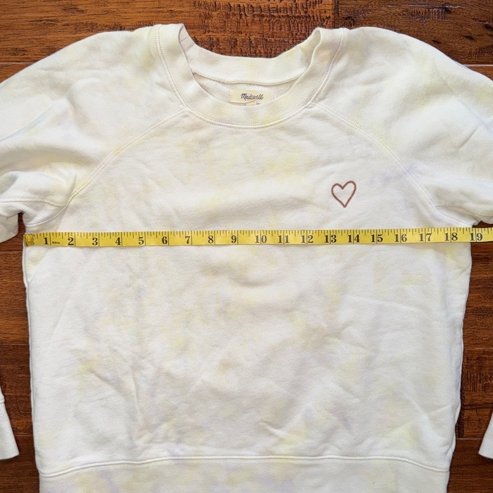 Madewell Heart Embroidered Crewneck Valentine’s Day Sweatshirt in Tie-Dye, M - Picture 3 of 7